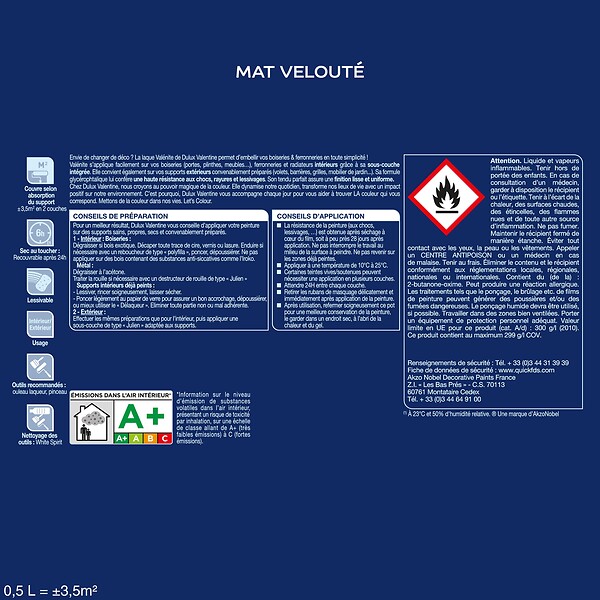 DULUX VALENTINE - Laque Valenite Mat Noir Pot 0.5L - large