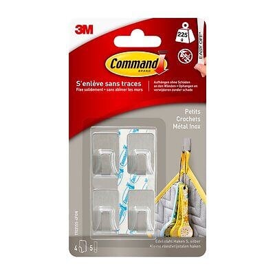 3M - Crochet métal inox déco petit modèle x4 - large