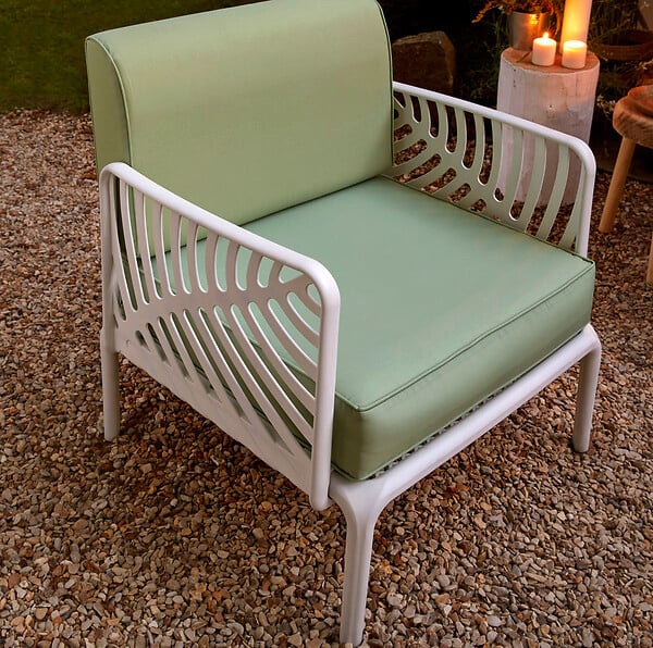 Salon de jardin Reve - Aluminium - Blanc et vert - 4 personnes - large
