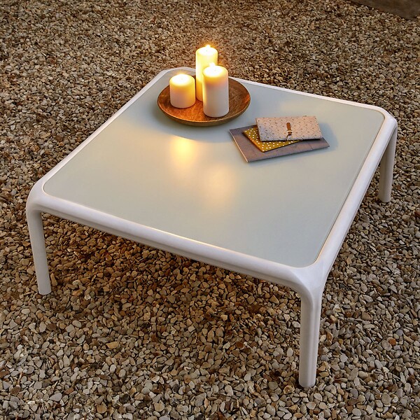 Salon de jardin Reve - Aluminium - Blanc et vert - 4 personnes - large