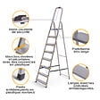 HOSTRÃ–M - Escabeau 8 marches DURA pliable, marchepied léger en aluminium, hauteur plateforme 162cm, pieds antidérapants, charge 150kg, garantie 5 ans Hoström - vignette