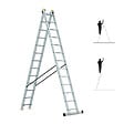 HOSTRÃ–M - Echelle transformable 2 plans StablePro 2x13 marches aluminium extensible coulissante, 3 positions, hauteur travail max 6,55m, garantie 5 ans, Hostrom - vignette