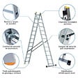 HOSTRÃ–M - Echelle transformable 2 plans StablePro 2x13 marches aluminium extensible coulissante, 3 positions, hauteur travail max 6,55m, garantie 5 ans, Hostrom - vignette