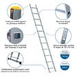 HOSTRÃ–M - Echelle simple StablePro 11 marches en aluminium, légère et durable, hauteur de travail maximale 3,98m, garantie 5 ans, charge maximale 150kg, Hostrom - vignette