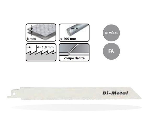 LEMAN - 5 Lame de scie Sabre / 180mm Pas 1,8mm Metal / Tubes Et Profiles Leman - large