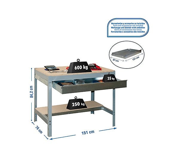 SIMON RACK - SimonRack - Etabli gris 842x1510x760 mm Charge 600 Kg - SIMONWORK BT0 BOX 1500 Simon Rack - large