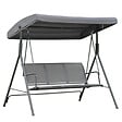 OUTSUNNY - Balancelle de jardin 3 places grand confort toit inclinaison réglable assise et dossier ergonomique acier textilène gris - vignette