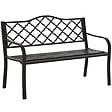 OUTSUNNY - Banc 3 places de jardin terrasse style rural chic 128L x 60l x 89H cm métal époxy anticorrosion fonte brun - vignette