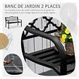 OUTSUNNY - Banc 3 places de jardin terrasse style rural chic 128L x 60l x 89H cm métal époxy anticorrosion fonte brun - vignette
