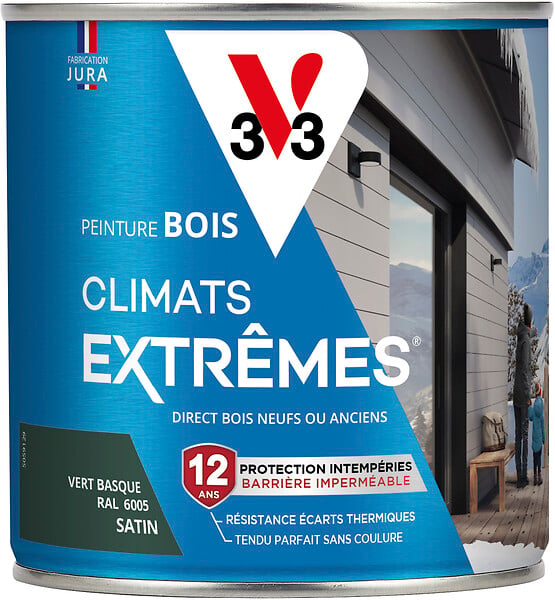 V33 PEINTURE - Peinture bois Climats Extrêmes Satin Vert basque 0.5l - large