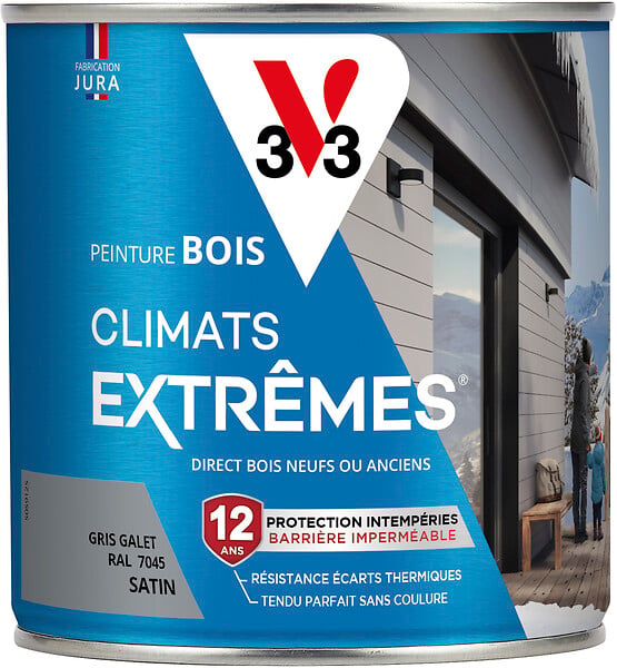 V33 PEINTURE - Peinture bois Climats Extrêmes Satin Gris galet 0.5l - large