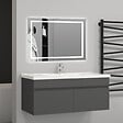 AICA SANITAIRE - Aica Sanitaire 99(L)x45(W)x40cm(H)cm Meuble salle de bain anthtacite 2 portes avec une vasque à suspendre - vignette