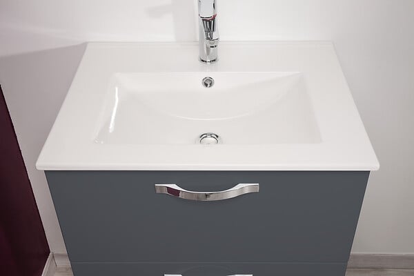 ONDEE - 2 Façades de tiroir MIXY - pour meuble de salle de bain - 80cm - Gris - Laqué - large