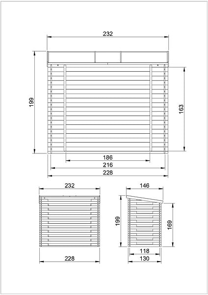 TIMBELA - TIMBELA M202 - Abri à bûches - H199 x L146 x l232 cm / 2.63 m2 - large