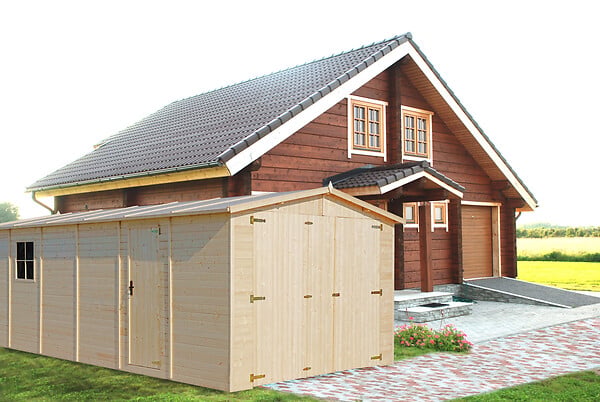 TIMBELA - TIMBELA M102 - GARAGE en bois Naturel - H222xL616xl324 cm / 18 m² - large