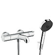 HANSGROHE - Hansgrohe Ecostat Set Mitigeur Thermostatique bain/douche + Douchette à main 105mm 3 jets + Flexible douche 160cm + Support mural, Chrome - vignette