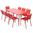 OVIALA - Ensemble table de jardin et 8 chaises en métal rouge - Palavas - vignette