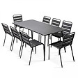 OVIALA - Ensemble table de jardin et 8 chaises en métal gris - Palavas - vignette