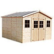 TIMBELA - TIMBELA M330 Abri de Jardin en Bois Naturel - H246 x 418 x 420 cm/ 16 m² - vignette