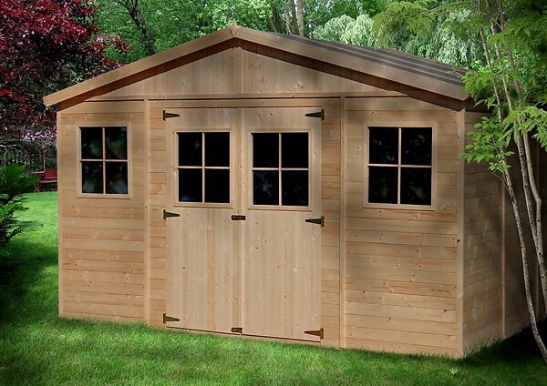 TIMBELA - TIMBELA M330 Abri de Jardin en Bois Naturel - H246 x 418 x 420 cm/ 16 m² - large