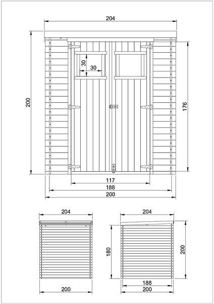 TIMBELA - Abri de jardin en bois - H200 x l204 x L204 cm / 3,53 m2 - M309 - large