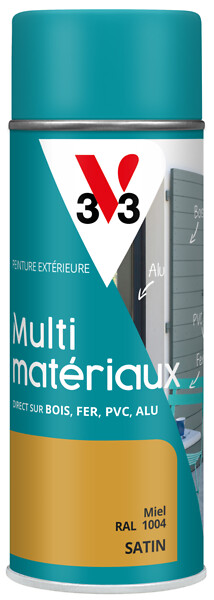 V33 PEINTURE - Peinture multi-materiaux DP Satin Miel Aerosol 400ml - large