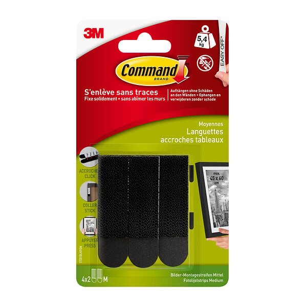 3M - Languette de fixation 3 M moyen modèle noir - large
