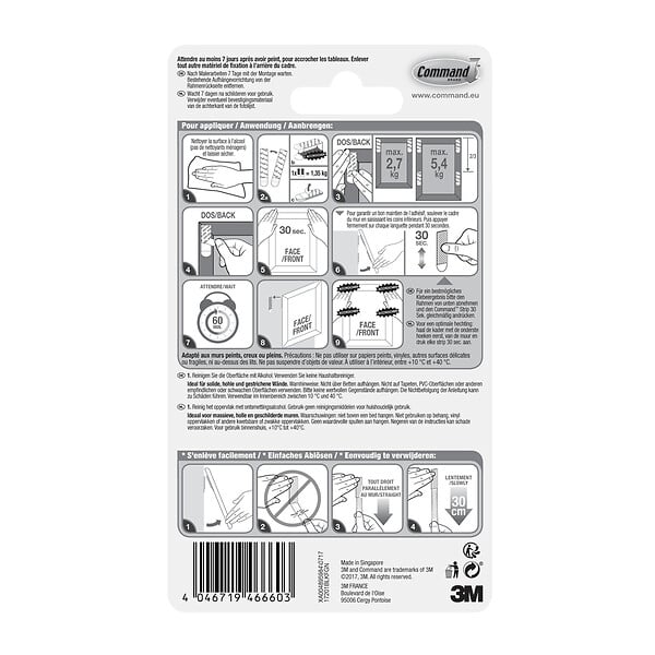3M - Languette de fixation 3 M moyen modèle noir - large
