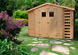 TIMBELA - Abri de jardin en bois et range bûches I206xL328xH218 cm / 5,41 m2 - M389 - vignette
