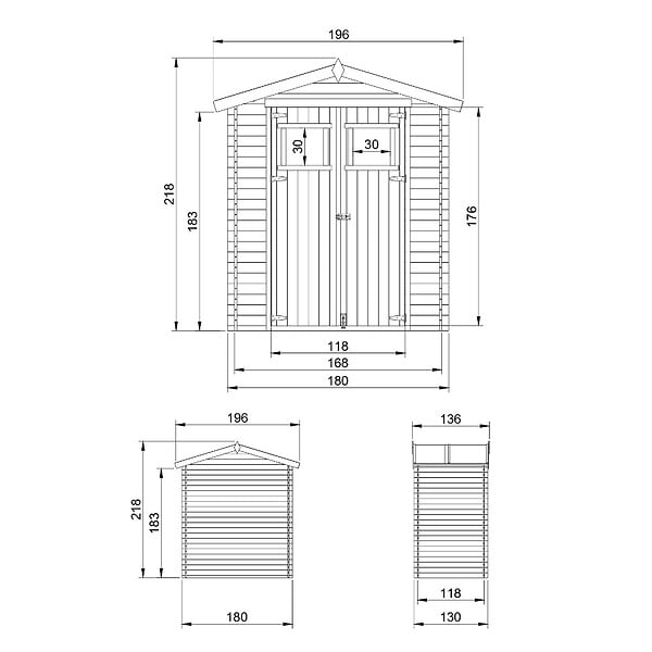 TIMBELA - Abri de jardin en bois I196xL136xH218 cm/ 1.98 m2 - M367 - large