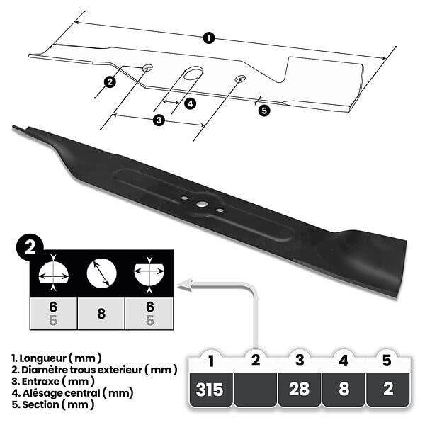 ELEM GARDEN TECHNIC - Lame 31.5cm pour tondeuse électrique Elem Garden - large