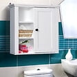 HOMCOM - Armoire haute murale de salle de bain ou WC placard 1 porte 3 niches dim. 53L x 14,5l x 50,5H cm MDF panneaux particules blanc - vignette