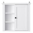 HOMCOM - Armoire haute murale de salle de bain ou WC placard 1 porte 3 niches dim. 53L x 14,5l x 50,5H cm MDF panneaux particules blanc - vignette