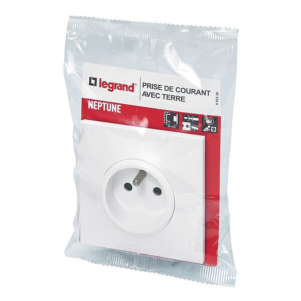 LEGRAND - Prise de courant avec terre Neptune 16A - blanc - large