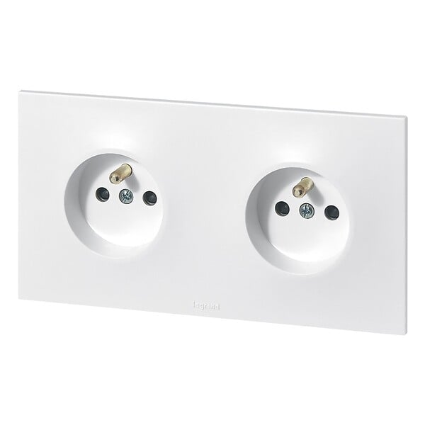 LEGRAND - Double prise de courant avec terre précâblée Neptune 16A - blanc - large