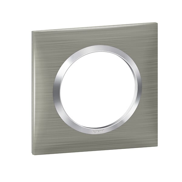 LEGRAND - Plaque carrée dooxie 1 poste finition effet inox brossé - large