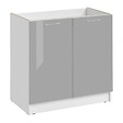 CUISINEANDCIE - Cuisineandcie - Meuble sous-évier Eco Gris Brillant 2 portes L 80 cm - vignette