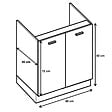 CUISINEANDCIE - Cuisineandcie - Meuble sous-évier Eco Gris Brillant 2 portes L 80 cm - vignette