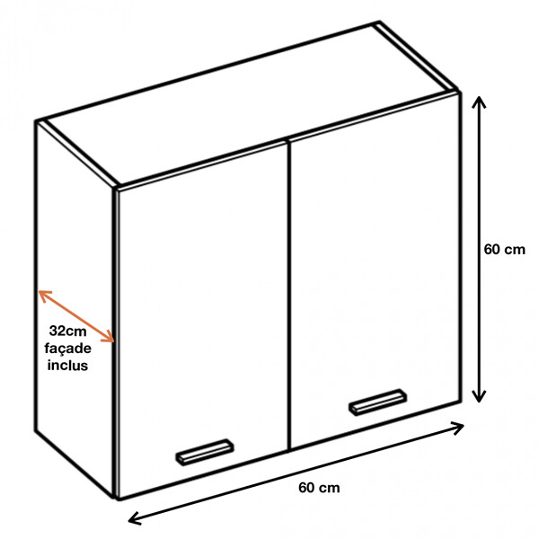 CUISINEANDCIE - Cuisineandcie - Meuble haut de cuisine Eco Blanc Brillant 2 portes L 60 cm - large