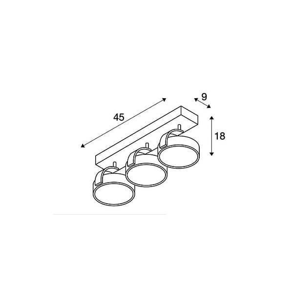 SLV - Applique et plafonnier KALU 3 lampes -  QPAR111 - 225W - Rond - Blanc mat - large