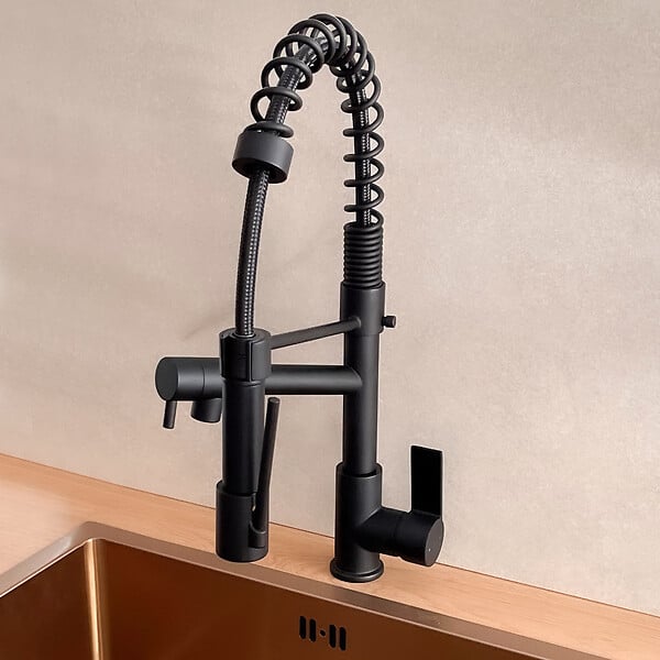 ESSEBAGNO - Big Hotto mitigeur évier à douchette mobile noir - large