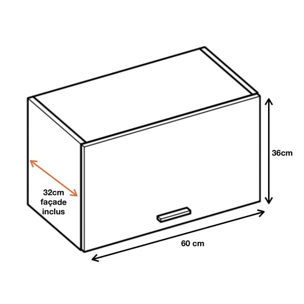 CUISINEANDCIE - Cuisineandcie - Meuble haut de cuisine Eco Blanc Brillant 1 porte relevable L 60 cm - large