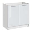 CUISINEANDCIE - Cuisineandcie - Meuble sous-évier Eco Blanc Brillant 2 portes L 80 cm - vignette