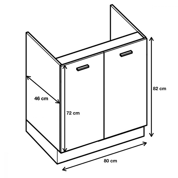 CUISINEANDCIE - Cuisineandcie - Meuble sous-évier Eco Blanc Brillant 2 portes L 80 cm - large