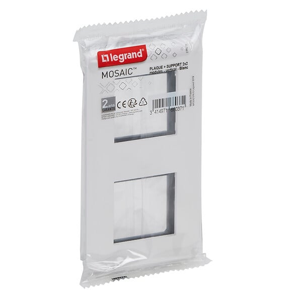 LEGRAND - Plaque Mosaic avec support pour 2x2 modules montage vertical - blanc - large