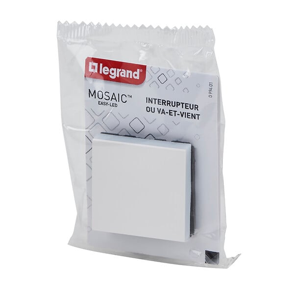 LEGRAND - Interrupteur ou va-et-vient Mosaic Easy-Led 10A 2 modules - blanc - large