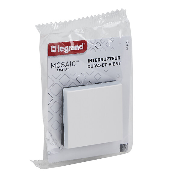 LEGRAND - Interrupteur ou va-et-vient Mosaic Easy-Led 10A 2 modules - blanc - large