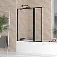 AURLANE - Pare baignoire avec Volet Pivotant 70+30x130cm - Finition Noir Mat - DARK CONTOURING SCREEN - vignette