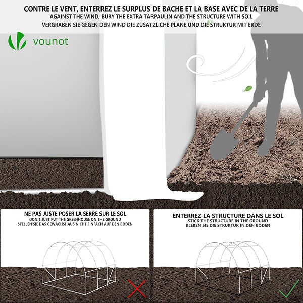 VOUNOT - Serre de jardin Toute Saison 6m2 avec portes laterales - large