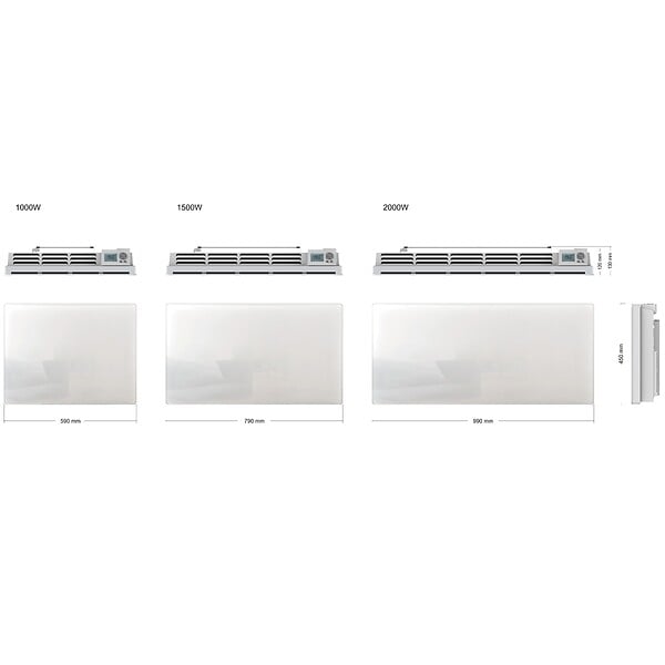 KALIA - Radiateur électrique céramique GLASS blanc 1000W - large